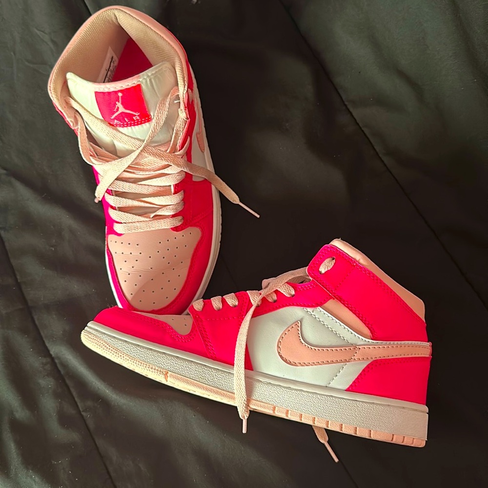 Air Jordan 1 Mid GS 'Fierce Pink'. Barbie pink sneakers